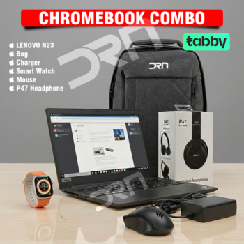 Lenovo N23 Chromebook Combo - 6 in 1 Bundle | Laptop + Bag + Charger + Smartwatch + Mouse + P47 Headphones