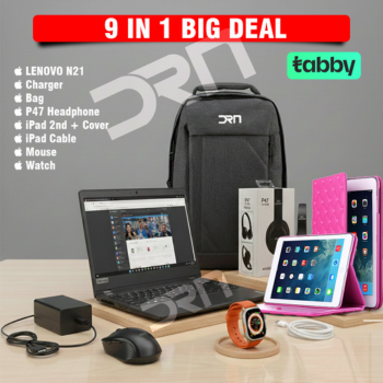 Lenovo N21 Chromebook Bundle - 9 in 1 Big Deal | Laptop + iPad 2 + Bag + Smartwatch + Mouse + Headphones + Accessories